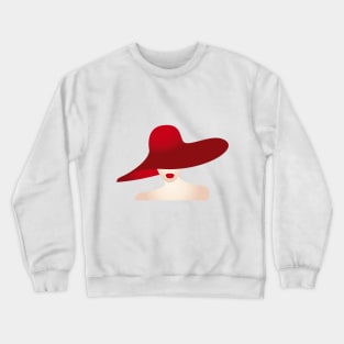 Portrait of the lady with the red hat Crewneck Sweatshirt